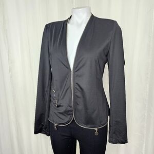 Rinascimento Black Stretch Jacket with Zipper Details Size Large